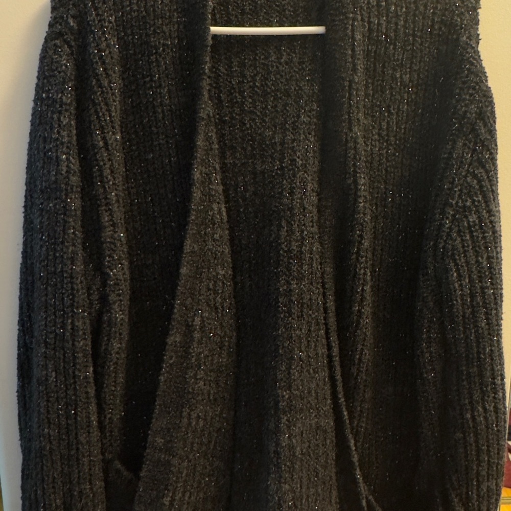 Black Chunky Knit Cardigan Sweater